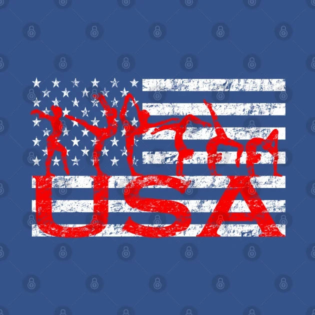 American Flag Gymnastics T-Shirt Usa Tumbling Team T-Shirt