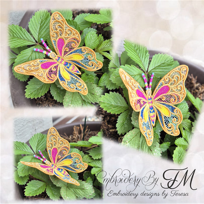 Butterfly gold/two sizes/ 4x4 and 5x7 hoop