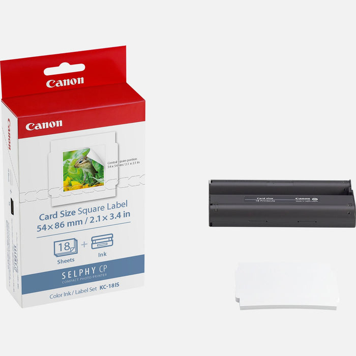 Canon KC-18IS Colour Ink + Paper Set Credit Card Size – 18 Square Stickers