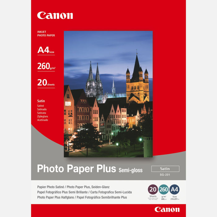 Canon SG-201 Semi-Gloss Photo Paper Plus A4 - 20 Sheets - 1686B021