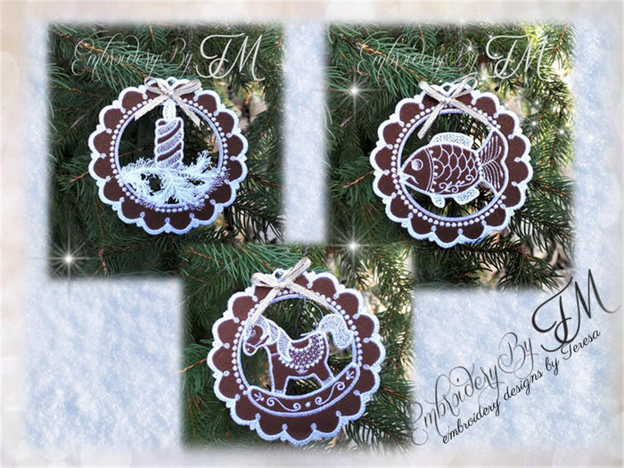 Christmas gingerbread decorations / 4x4 hoop