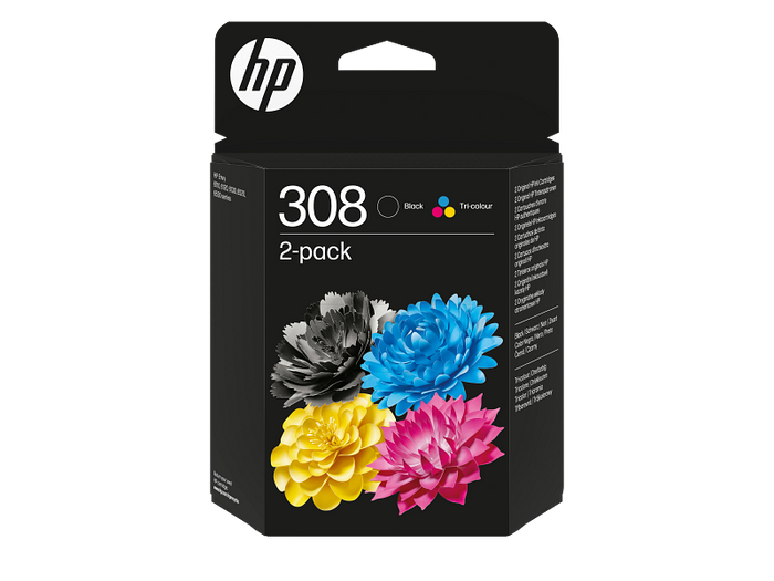 HP 308 Black & Tri-Colour Original Ink Dual Pack - 6L6S6UE