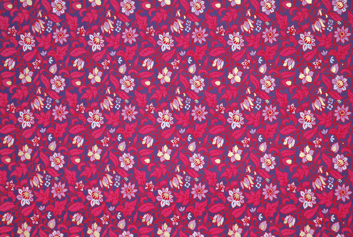 Indian Print Floral Berry & Lilac on Purple