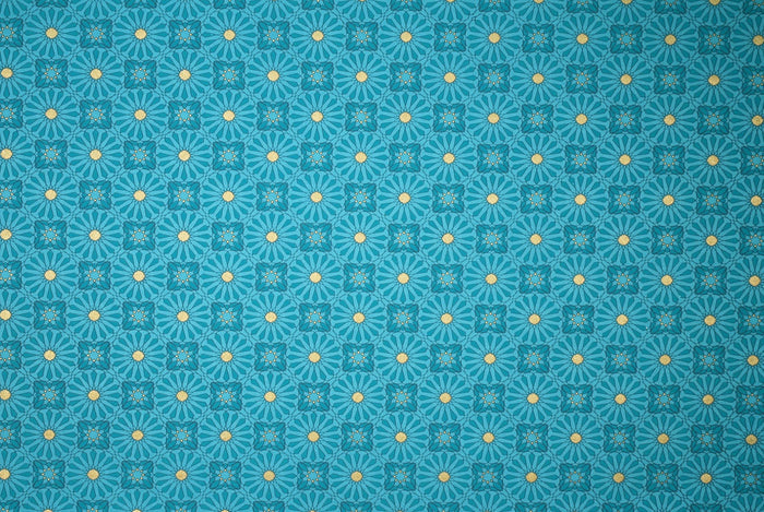 Indian Print Kaleidoscope Aqua & Gold