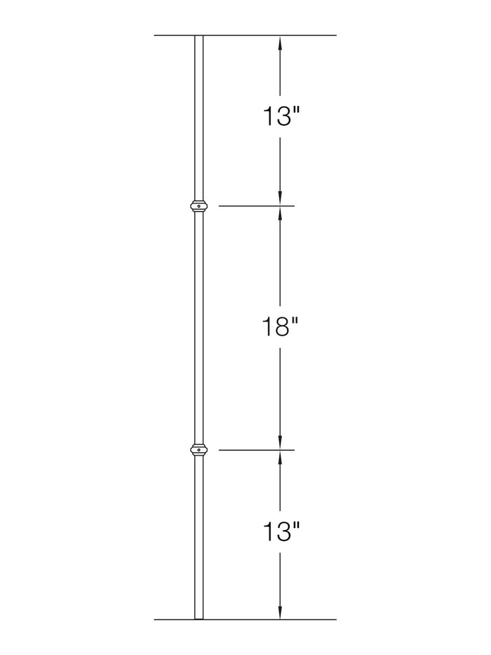 Iron Baluster 9520 - 5/8" Round - Double Collar