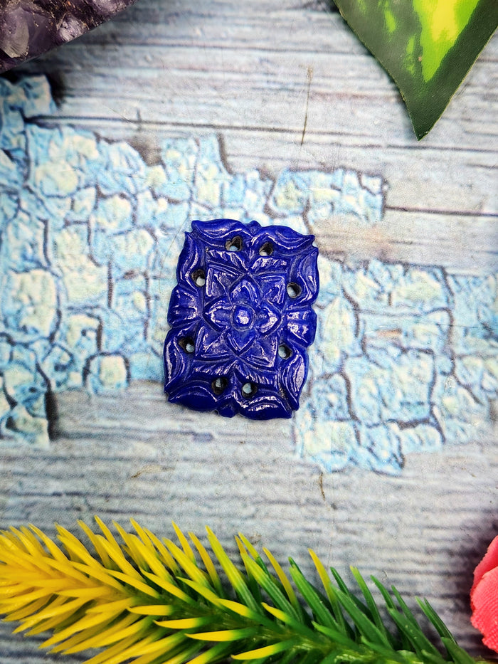 Lapis Lazuli Mughal floral design carved gemstone for Pendant or jewelry making - Eternal Elegance | Gemstone Pendant | Birthday Gift | Valentine gift | Mother's Day gift