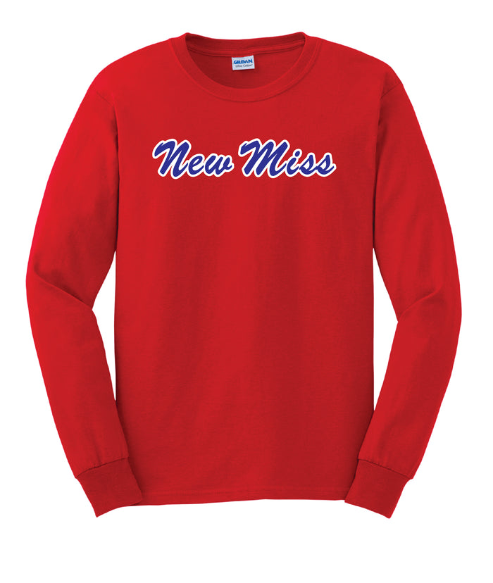 Limited Edition RED Long Sleeve cotton screen printed "New Miss" shirt