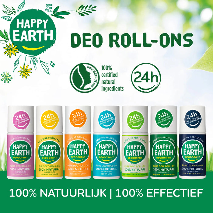 Natural Deodorant Roller Bergamot Cedarwood Happy Earth