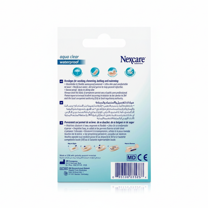 Nexcare Aqua Clear Waterproof Bandages 26mm x 57mm - 20 Pieces, Gauze & Wound Dressings