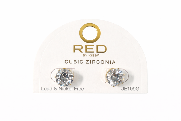Red by Kiss Cubic Zirconia Earrings Round 11mm JE109G