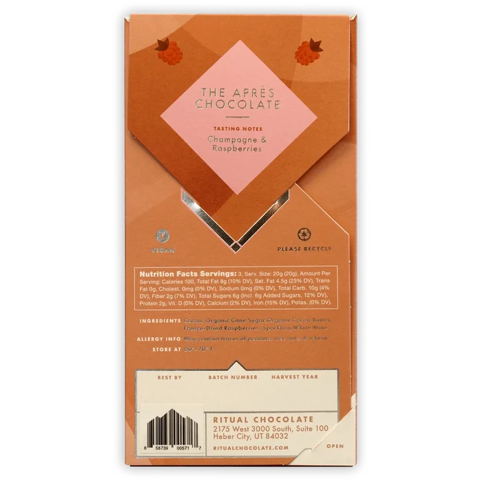 RITUAL Chocolate Après 70% Single Origin Dark Chocolate Bar