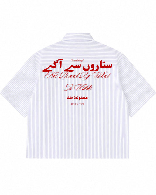 Blue Striped Oxford Boxy Shirt Back Design