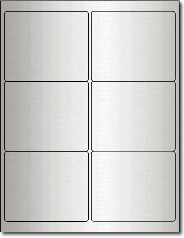 Adhesive  Labels Inkjet Silver Foil, size A6, measure (4" x 3 1/3") , compatible  with Inkjet, Foil
