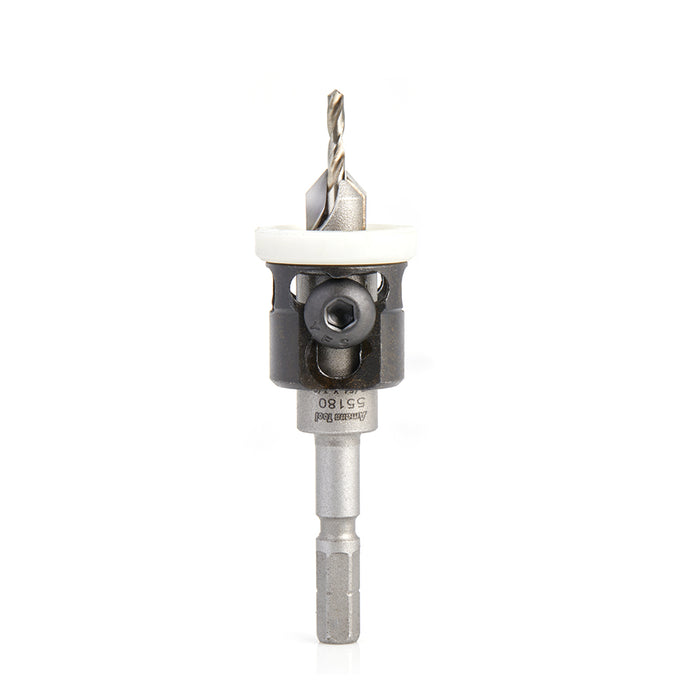 55180 - 82 Deg Countersink w Adj Low Friction Depth Stop, For Festool® CENTROTEC® System 3/8 Dia x 7/64 Drill Dia