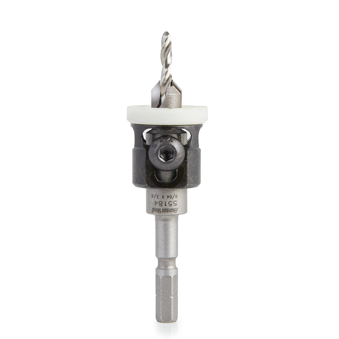55184 - 82 Deg Countersink w Adj Low Friction Depth Stop, For Festool® CENTROTEC® System 3/8 Dia x 9/64 Drill Dia