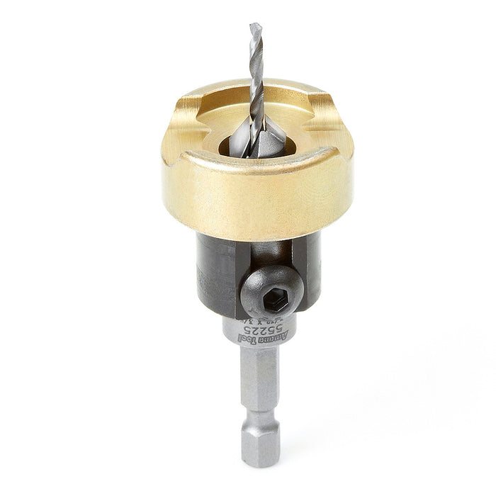 55225 - 82 Deg w Adj. Depth Stop w No-Thrust BB 3/8 Dia x 3/32 Drill Dia x 1/4 Inch Quick Release Hex Shank