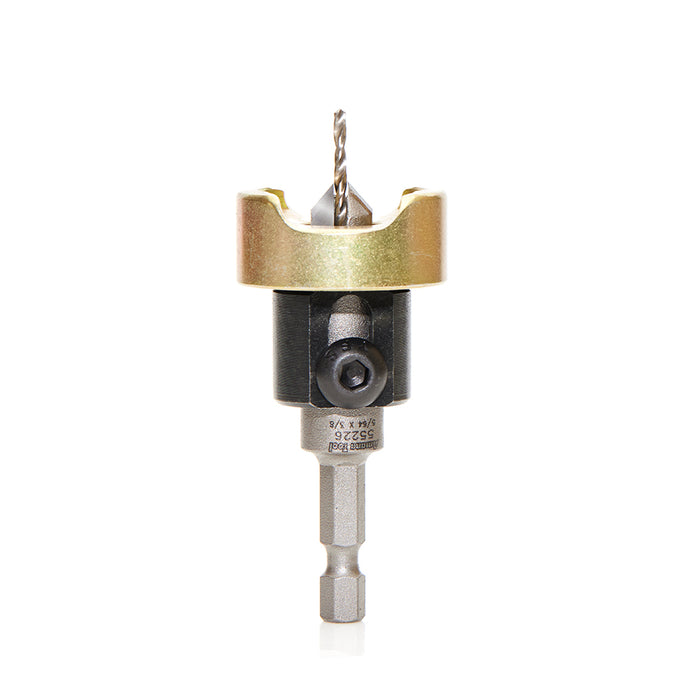 55226 - 82 Deg w Adj. Depth Stop w No-Thrust BB, 3/8 Dia x 5/64 Drill Dia x 1/4 Inch Quick Release Hex Shank