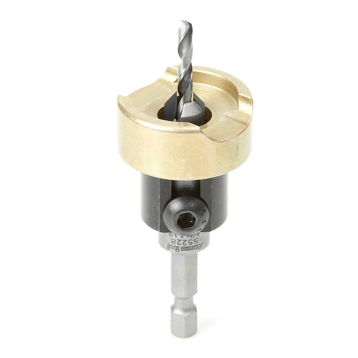 55228 - 82 Deg w Adj. Depth Stop w No-Thrust BB, 3/8 Dia x 9/64 Drill Dia x 1/4 Inch Quick Release Hex Shank