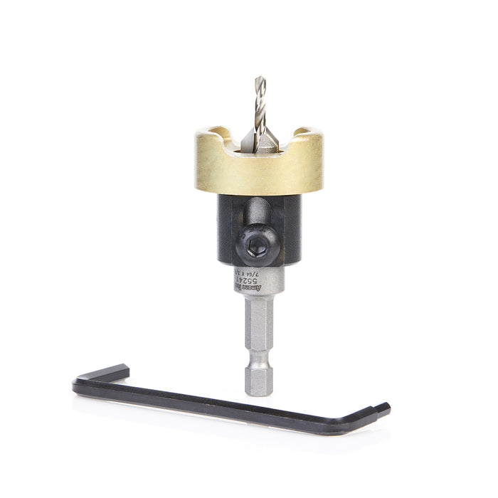 55241 - 82 Deg w Adj. Depth Stop w No-Thrust BB, 3/8 Dia x 7/64 Drill Dia x 1/4 Inch Quick Release Hex Shank