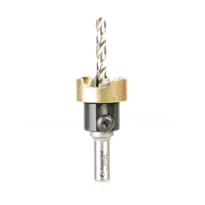 55244 - 82 Deg w Adj. Depth Stop w No-Thrust BB, 1/2 Dia x 1/4 Drill Dia x 10mm Quick Release Round Shank