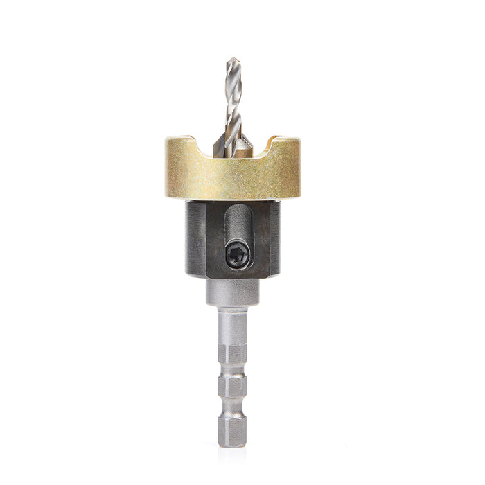 55336 - 82 Deg w Adj. Depth Stop w No-Thrust BB, Hybrid for Festool® CENTROTEC® System 3/8 Dia x 5/32 Drill Dia x 1/4 Inch Quick Release Hex Shank