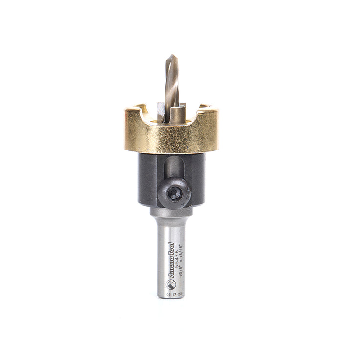 55476 - Counterbore w Adj Depth Stop and No-Thrust Ball Bearing, 3/8 Dia x 3/16 Drill Dia x 3/8 Inch Round Shank