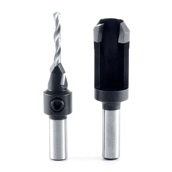PS-100 2-Piece - Countersink and Steel Plug Cutter Set 1/8 Drill Dia