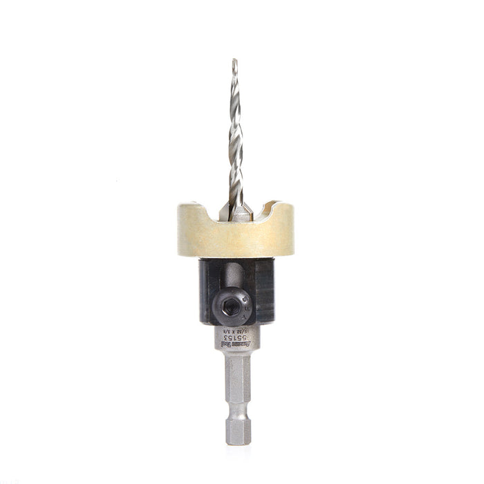 #option_55153 - 82 Deg w Tapered Drill & Adj. Depth Stop w No-Thrust BB, 3/8 Dia x 5/32 Drill Dia x 1/4 Inch Quick Release Hex Shank