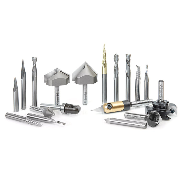 #option_AMS-132 18-Pc Signmaking Advanced CNC Router Bit Collection, 1/4 Inch Shank