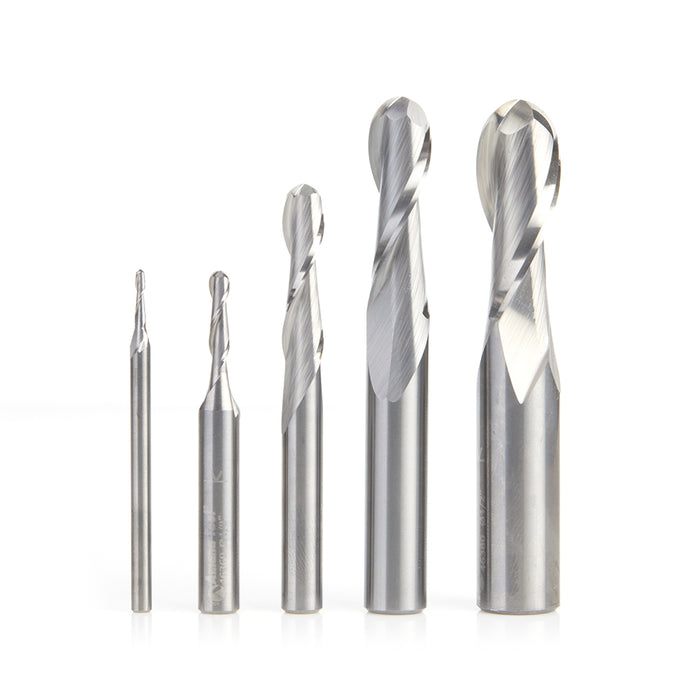 AMS-290 5-Piece Solid Carbide Up-Cut Spiral Ball Nose Collection