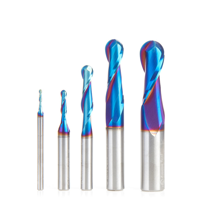 AMS-290-K 5-Piece Solid Carbide CNC Spektra™ Up-Cut Spiral Ball Nose Collection
