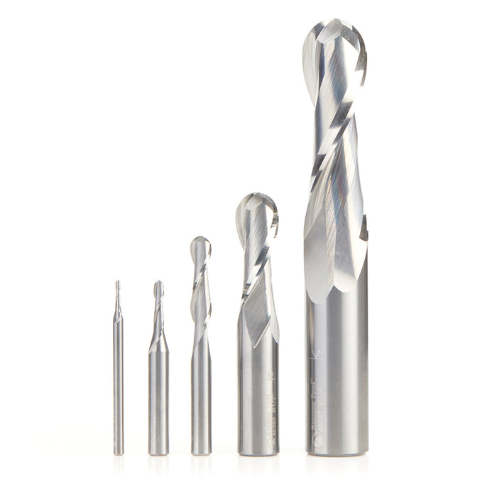 AMS-291 5-Piece Solid Carbide Up-Cut Spiral Ball Nose Collection