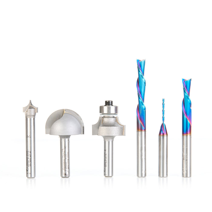 AMS-320 6-Pc CNC Electric Guitar Making Router Bit Set, 1/4 Shank