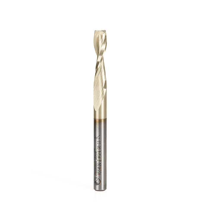 HSS1636-Z - Double Flute Spiral 1/4 Dia x 1 x 1/4 Inch Shank Up-Cut ZrN Coated