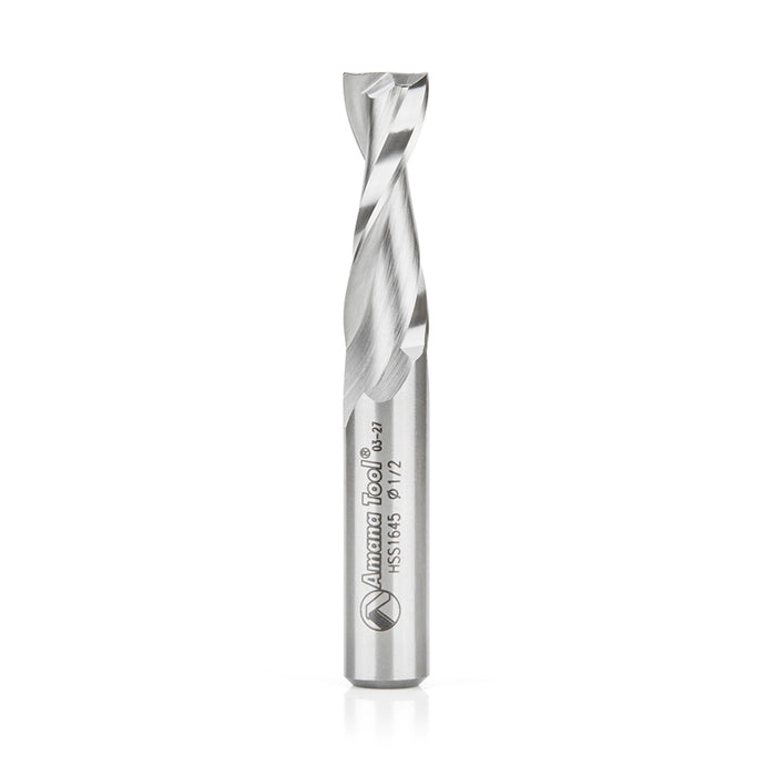 HSS1645 - Double Flute Spiral 1/2 Dia x 1-1/2 x 1/2 Inch Shank Up-Cut