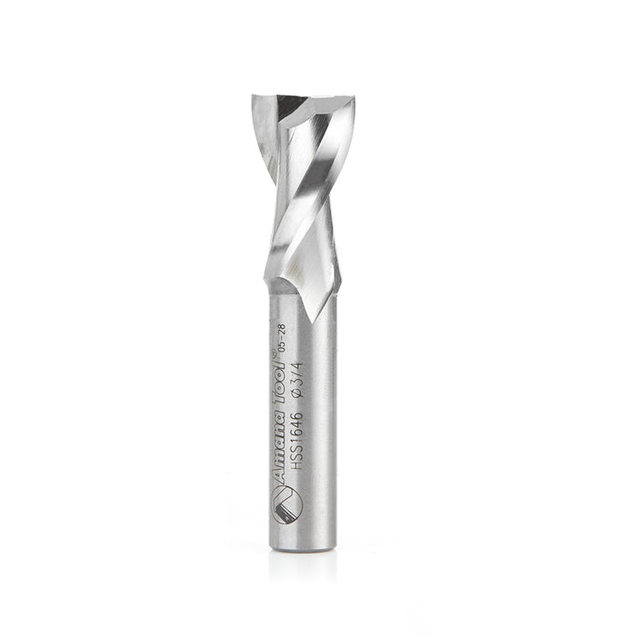 HSS1646 - Double Flute Spiral 3/4 Dia x 1-1/4 x 1/2 Inch Shank Up-Cut