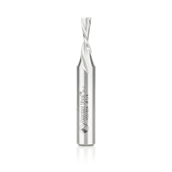 HSS1654 - Double Flute Spiral 1/4 Dia x 3/4 x 1/2 Inch Shank Down-Cut