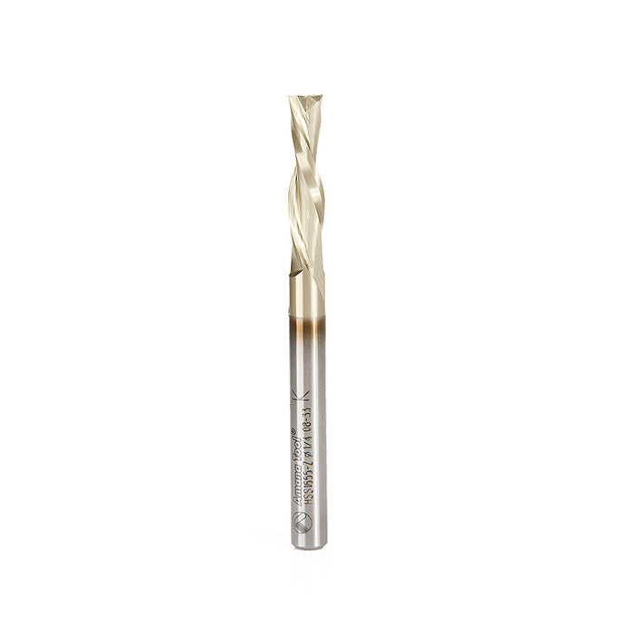 HSS1655-Z - Double Flute Spiral 1/4 Dia x 1 x 1/4 Inch Shank Down-Cut ZrN Coated