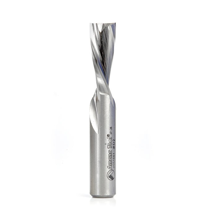 HSS1661 - Double Flute Spiral 1/2 Dia x 1-1/4 x 1/2 Inch Shank Down-Cut