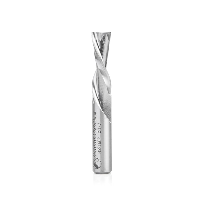 HSS1662 - Double Flute Spiral 1/2 Dia x 1-1/2 x 1/2 Inch Shank Down-Cut