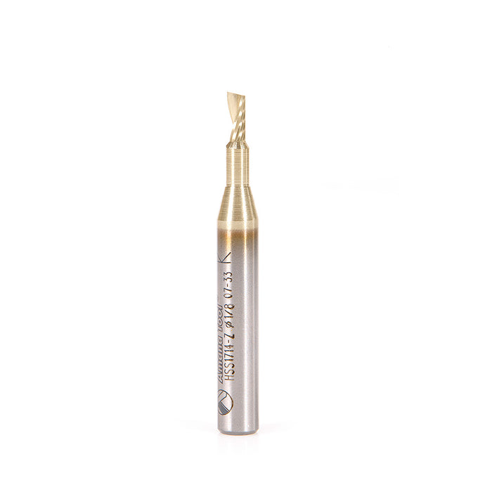 HSS1714-Z - Spiral 'O' Single Flute 1/8 Dia x 1/4 x 1/4 Inch Shank Up-Cut ZrN Coated