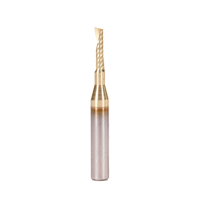 HSS1716-Z - Spiral 'O' Single Flute 1/8 Dia x 1/2 x 1/4 Inch Shank Up-Cut ZrN Coated