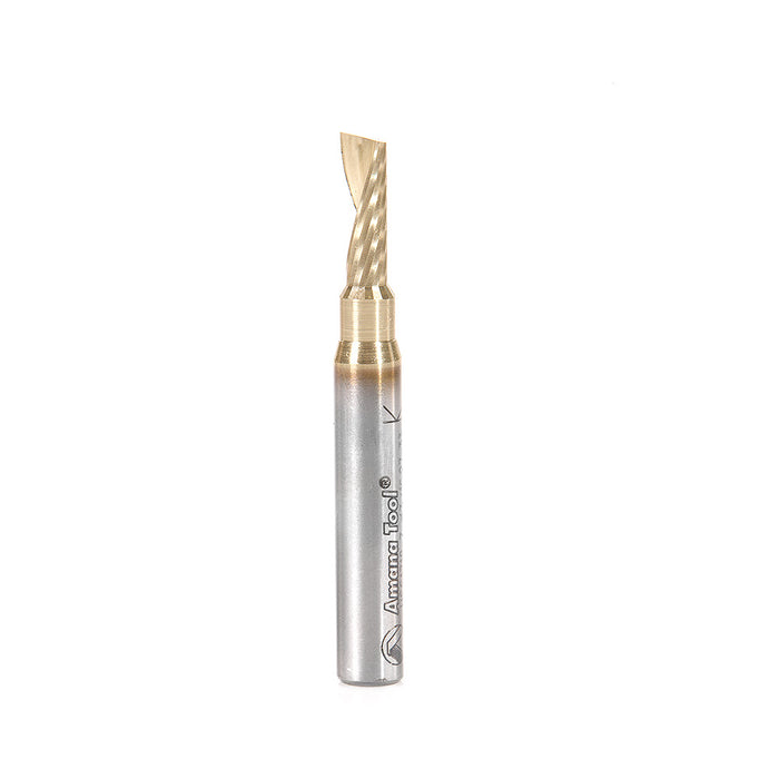 HSS1718-Z - Spiral 'O' Single Flute 3/16 Dia x 1/2 x 1/4 Inch Shank Up-Cut ZrN Coated
