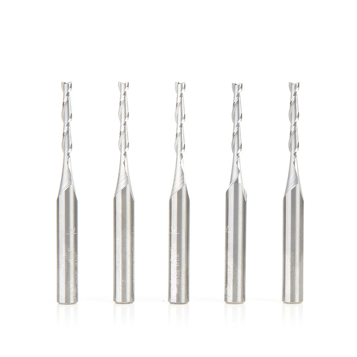 46125-5 5 Pack - 1/8 Dia x 13/16 x 1/4 Shank x 2-1/2 Inch Long Up-Cut Router Bit