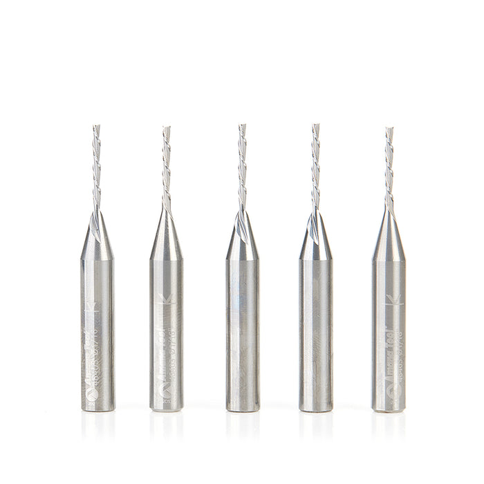 46403-5 5-Pack - 1/16 Dia x 1/2 x 1/4 Shank x 2 Inch Long Down-Cut