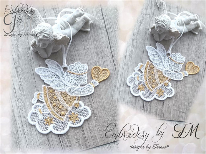 Angel christmas FSL No.5 /4x4 hoop/two variations