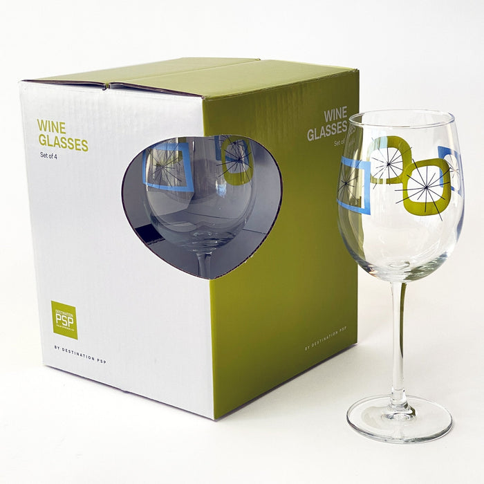 Atomic Design Wine Glasses Blue Green -Set of 4 - Destination PSP