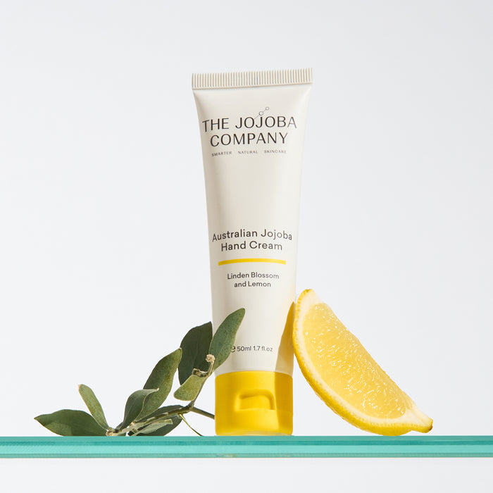 Australian Jojoba Hand Cream on bathroom shelf