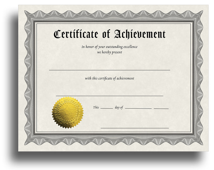 Award Certificates With Gold Foil Seal (Achievement)