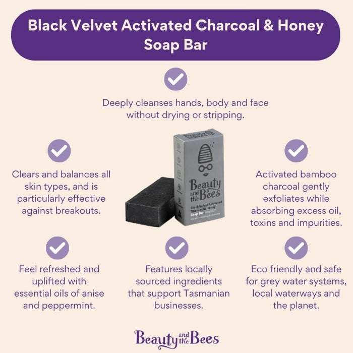 Beauty & the Bees Real Soap Bar 120g - Activated Charcoal & Honey